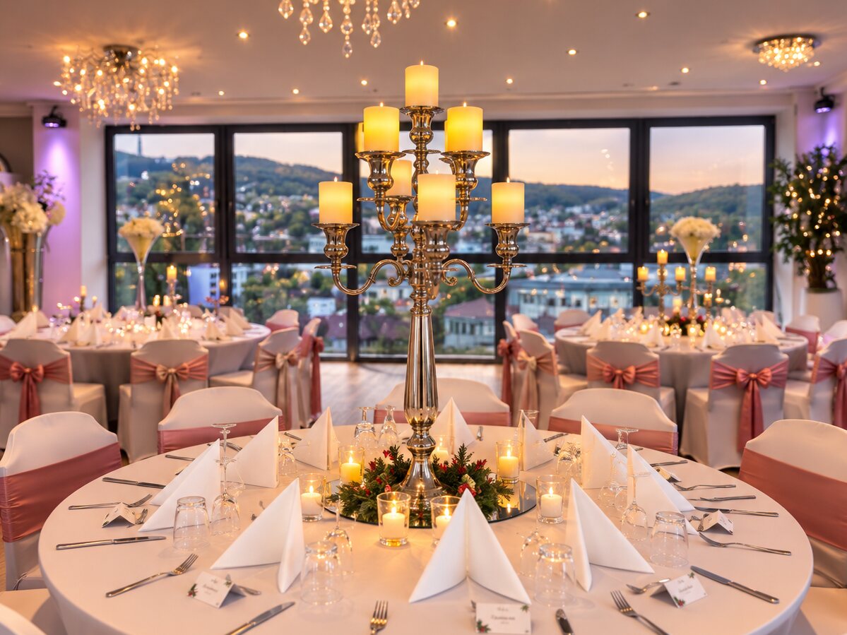 Die Fensterfront des Skyroom mit Blick über Hagen