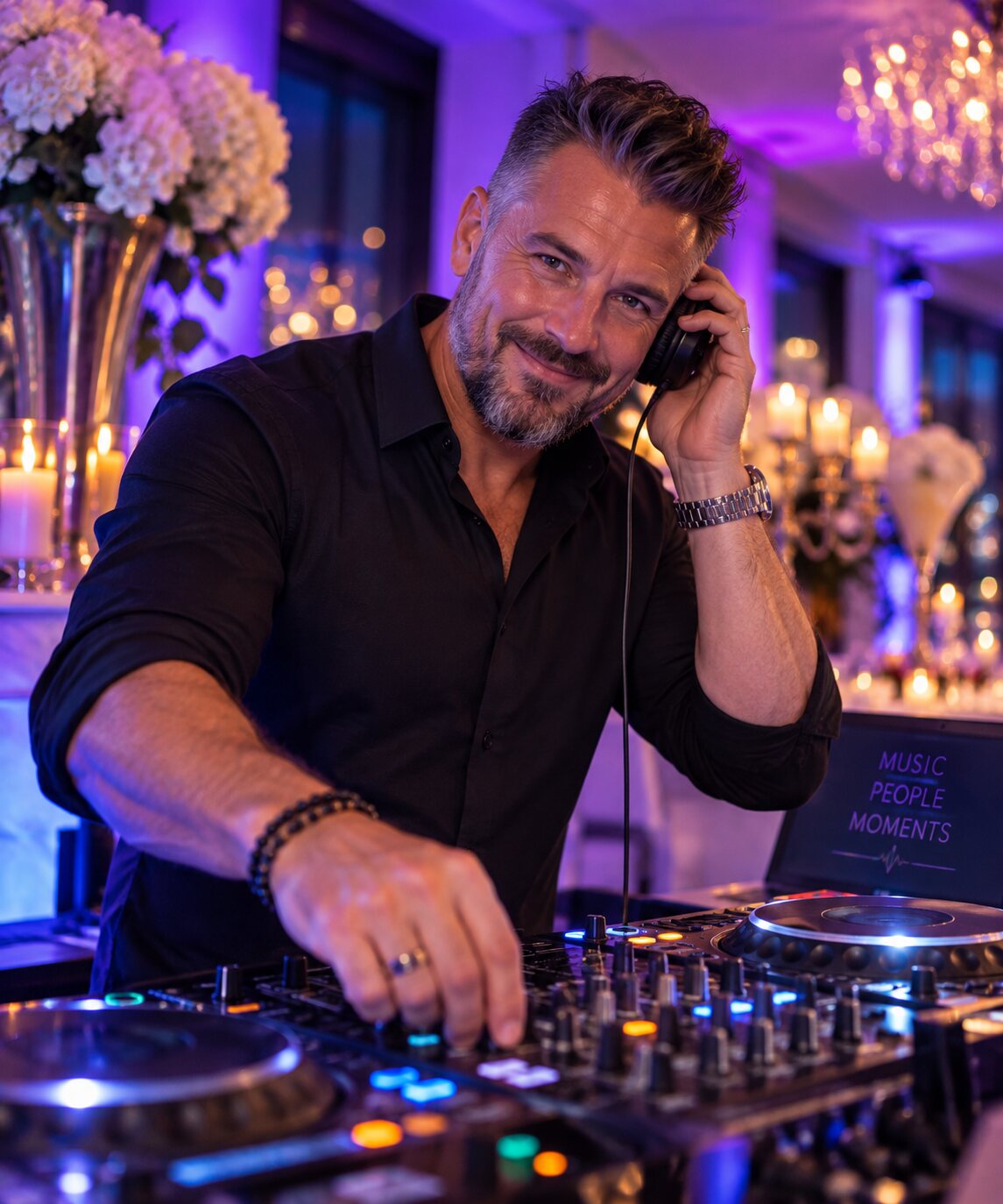 DJ am Pult im Skyroom, im Hintergrund Kerzen und Kronleuchter (Symbolbild)